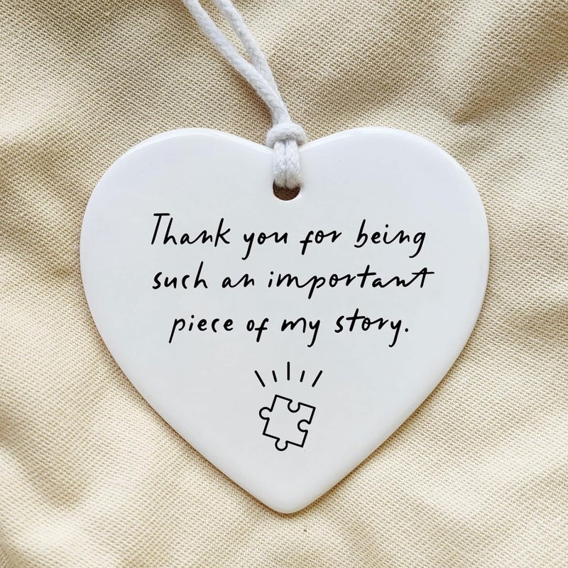 WCDHOR Thank You for Being Such An Important Piece Of My Story, Thank You Gift, Teacher Keepsake, Leaving Gift, Nurse Gift, Ceramic Heart Keepsake, Hanging Decoration Teacher Teaching Assistant Gift - Image 2